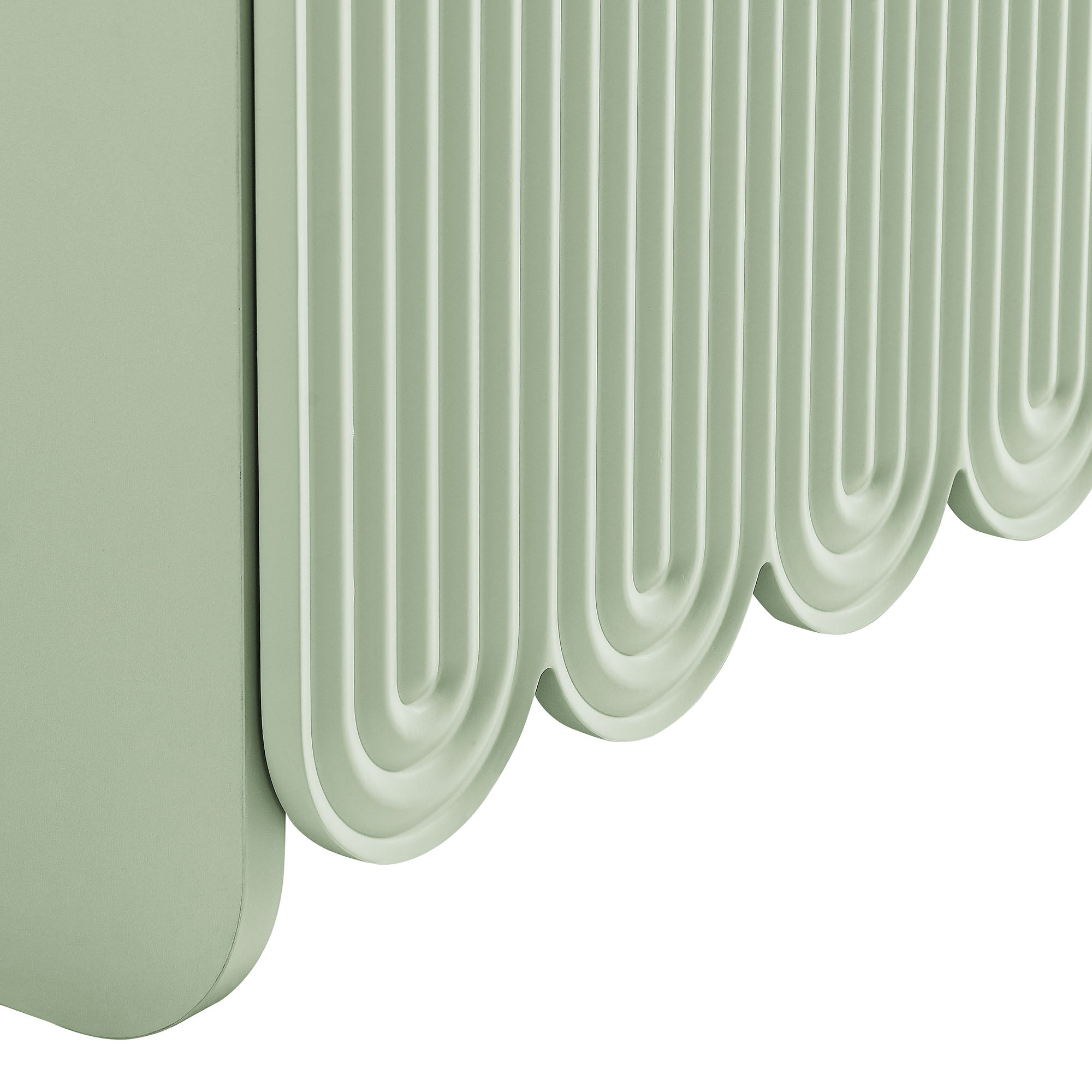 Dahlia Fluted and Scalloped Sideboard Storage Cabinet - Sage