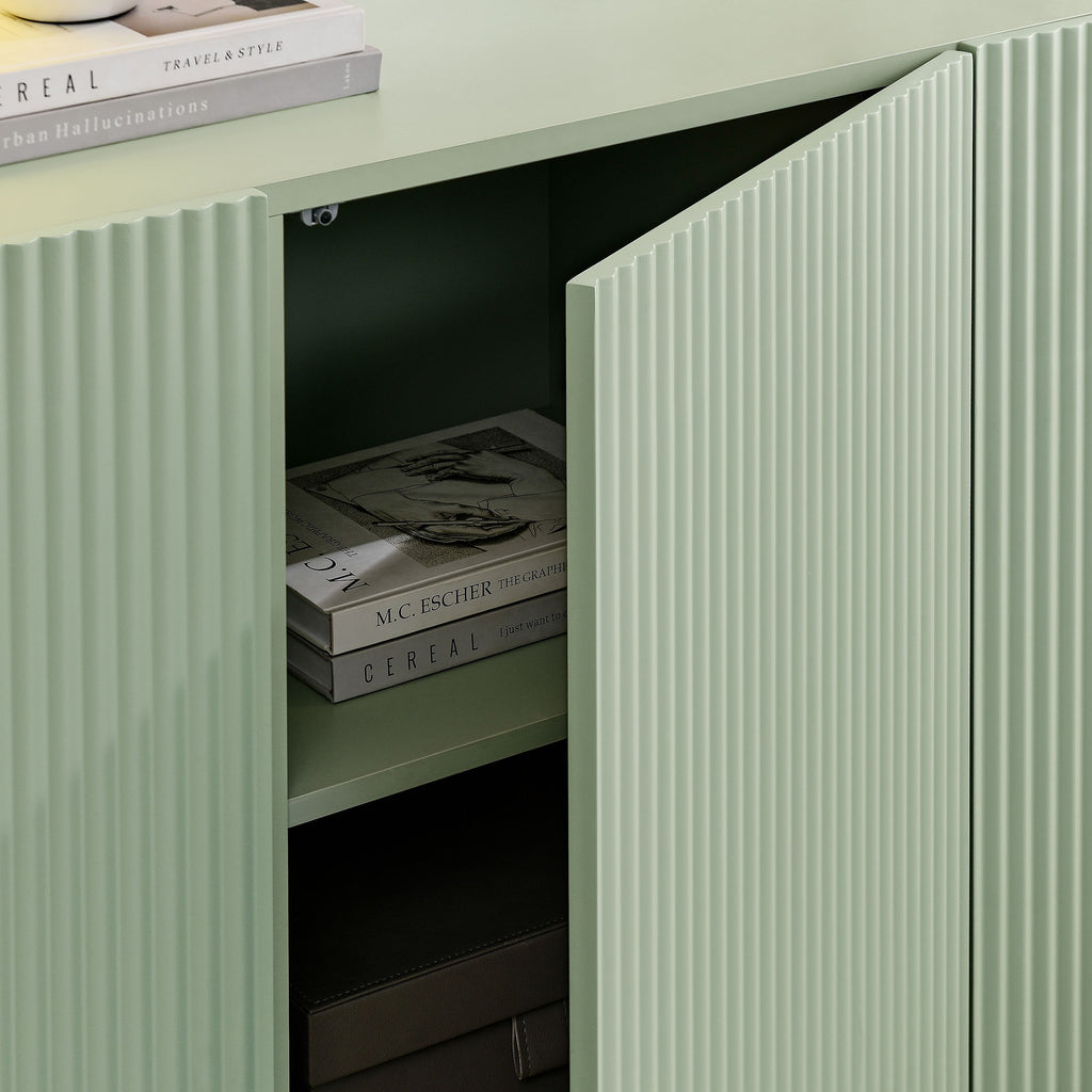 Dahlia Fluted and Scalloped Sideboard Storage Cabinet - Sage