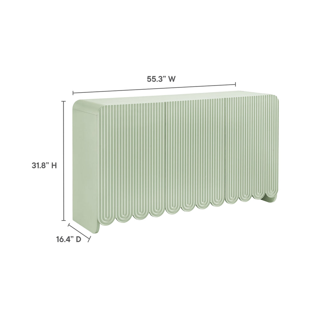 Dahlia Fluted and Scalloped Sideboard Storage Cabinet - Sage