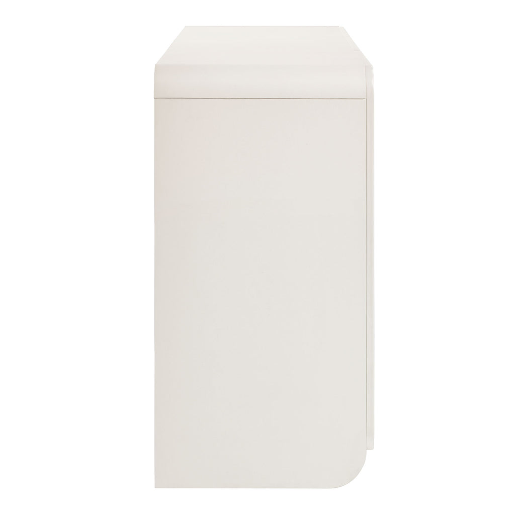 Dahlia Fluted and Scalloped Sideboard Storage Cabinet - White