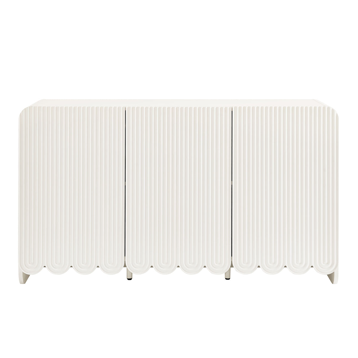 Dahlia Fluted and Scalloped Sideboard Storage Cabinet - White