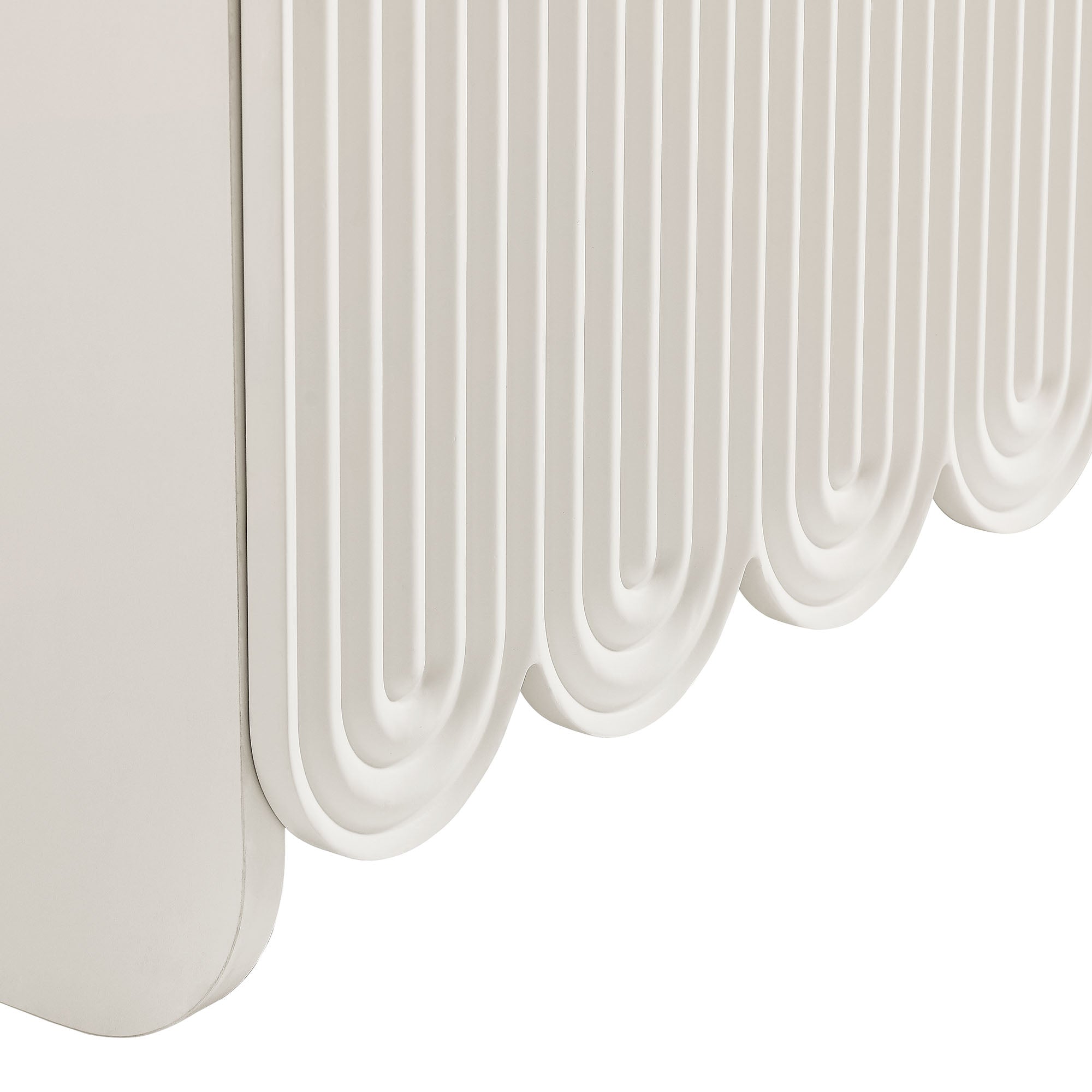 Dahlia Fluted and Scalloped Sideboard Storage Cabinet - White