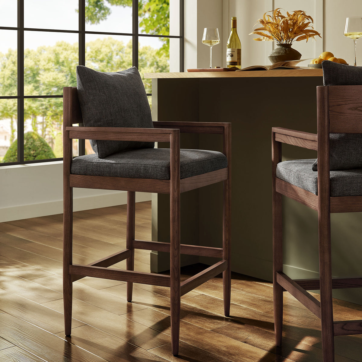 Remington Wood Bar Stool - Charcoal