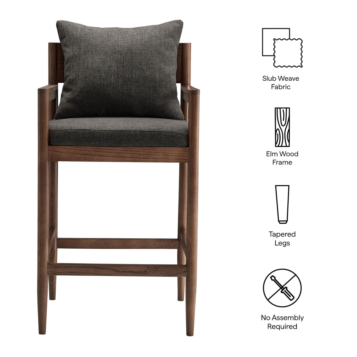Remington Wood Bar Stool - Charcoal