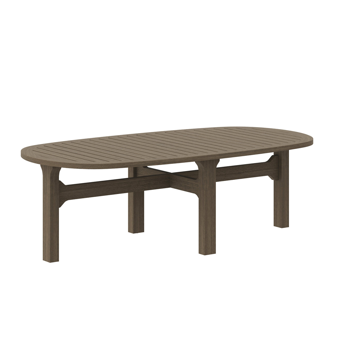 Saratoga Oval Outdoor Patio Teak Wood Coffee Table - Weathered Gray