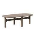 Saratoga Oval Outdoor Patio Teak Wood Coffee Table - Weathered Gray
