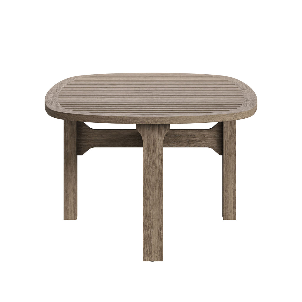 Saratoga 4-Piece Outdoor Patio Teak Wood Furniture Set - Weathered Gray White (Sofa, 2 Armchairs, Coffee Table)