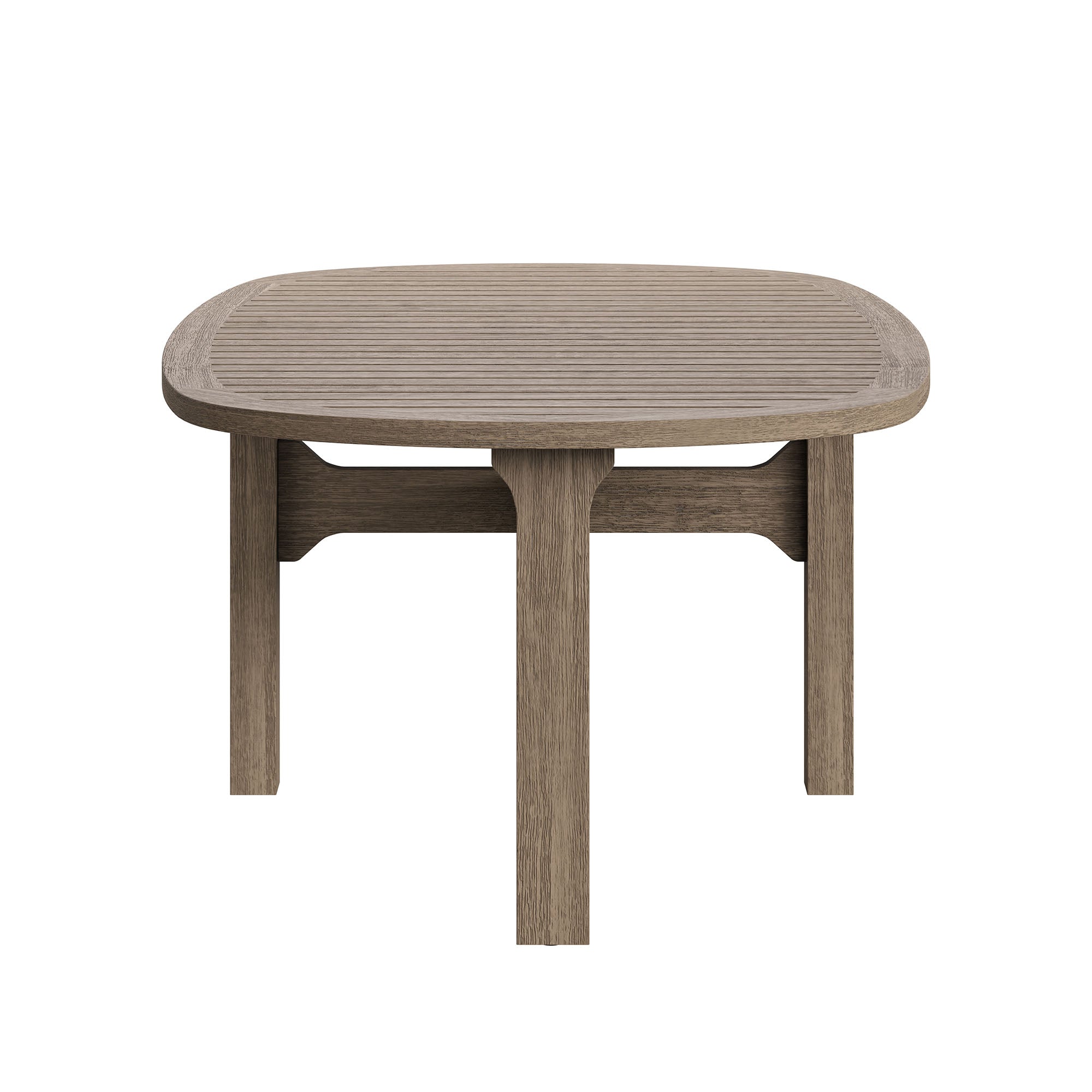 Saratoga 4-Piece Outdoor Patio Teak Wood Furniture Set - Weathered Gray Pebble (Sofa, 2 Armchairs, Coffee Table)