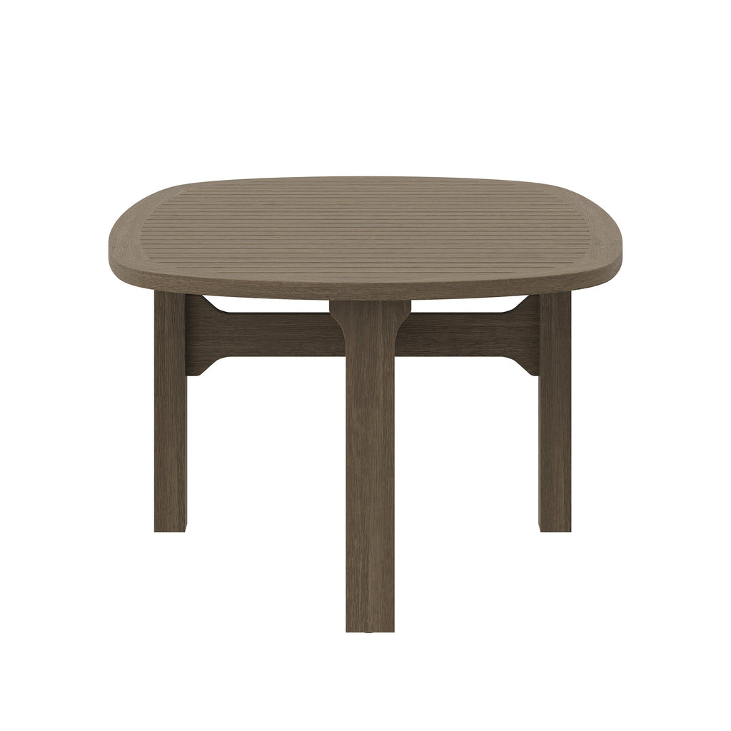 Saratoga Oval Outdoor Patio Teak Wood Coffee Table - Weathered Gray