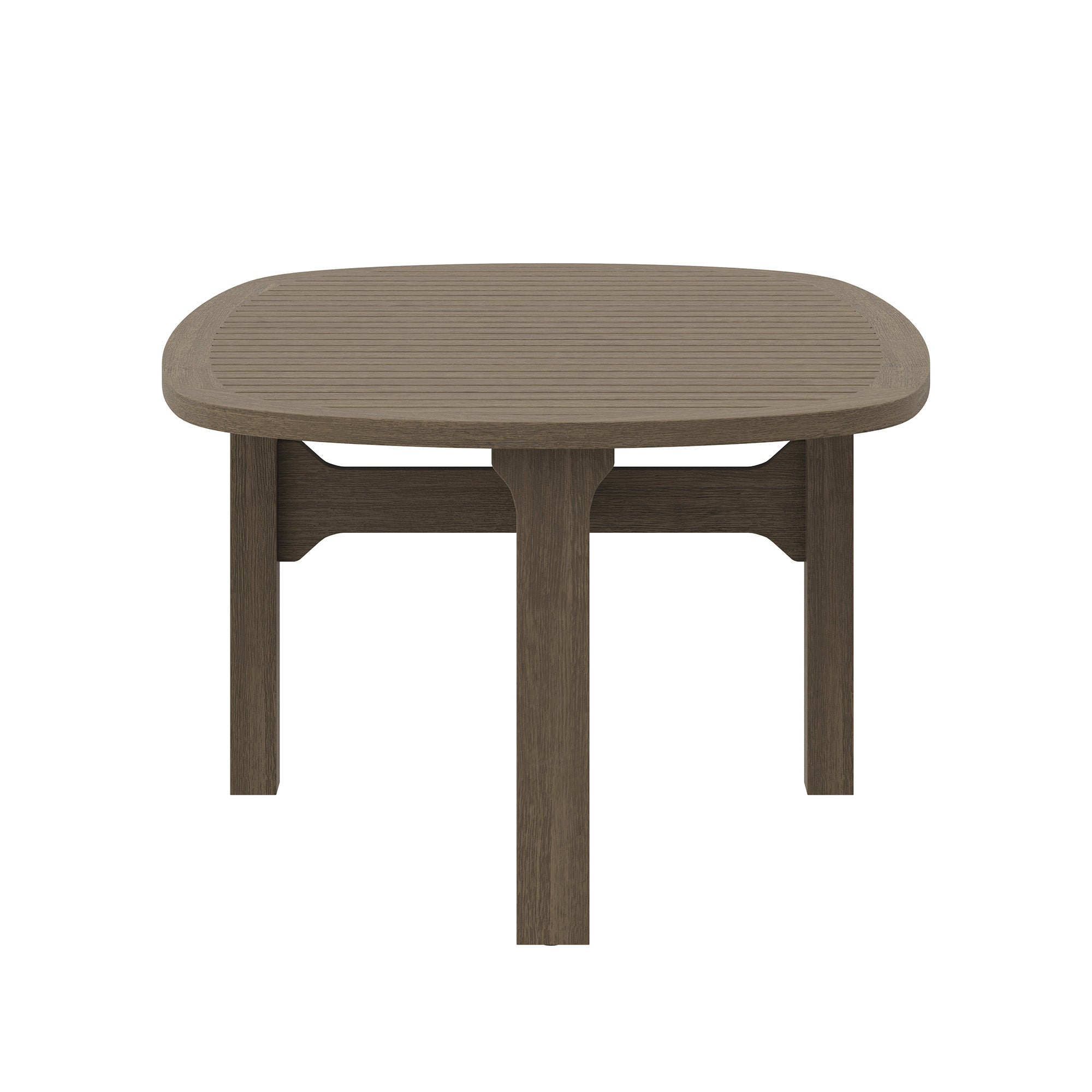Saratoga Oval Outdoor Patio Teak Wood Coffee Table - Weathered Gray