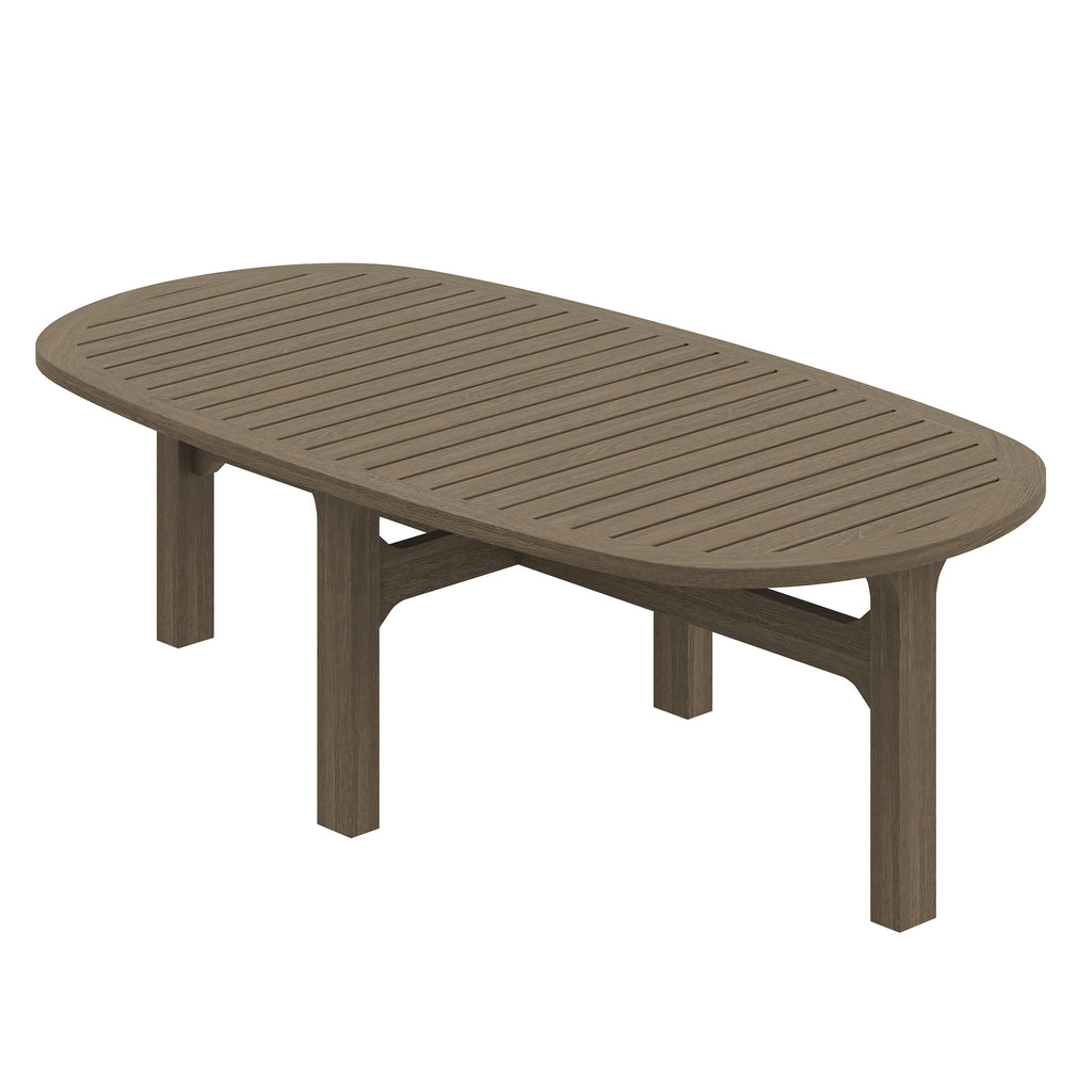 Saratoga Oval Outdoor Patio Teak Wood Coffee Table - Weathered Gray
