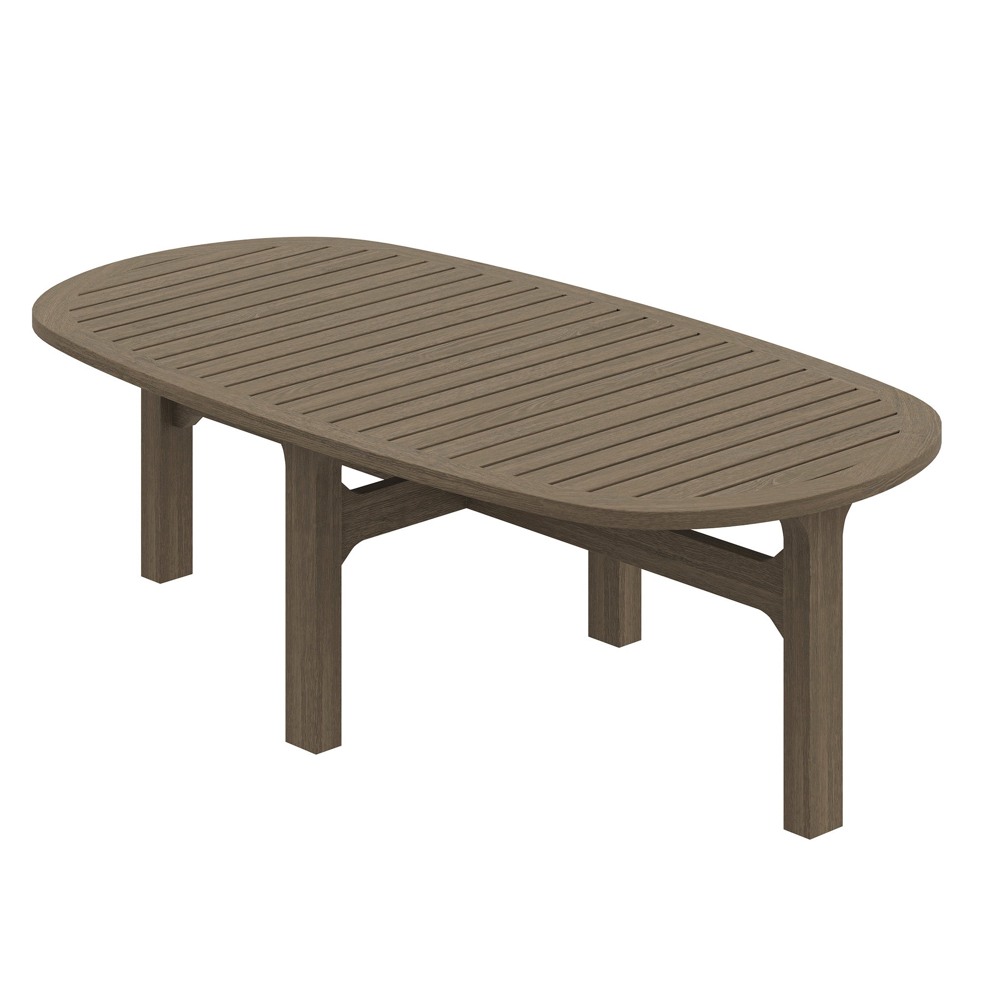 Saratoga Oval Outdoor Patio Teak Wood Coffee Table - Weathered Gray