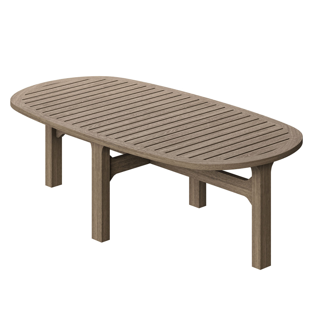 Saratoga Oval Outdoor Patio Teak Wood Coffee Table - Weathered Gray