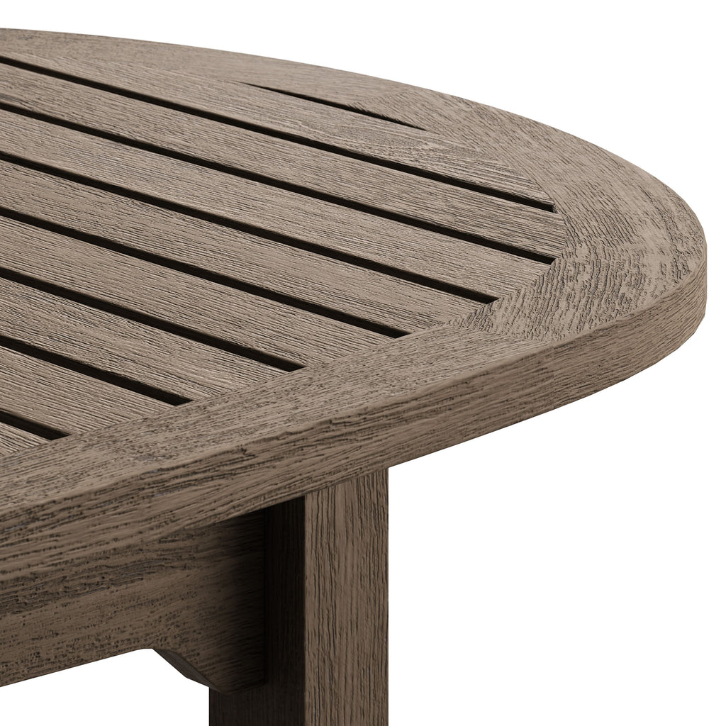 Saratoga Oval Outdoor Patio Teak Wood Coffee Table - Weathered Gray