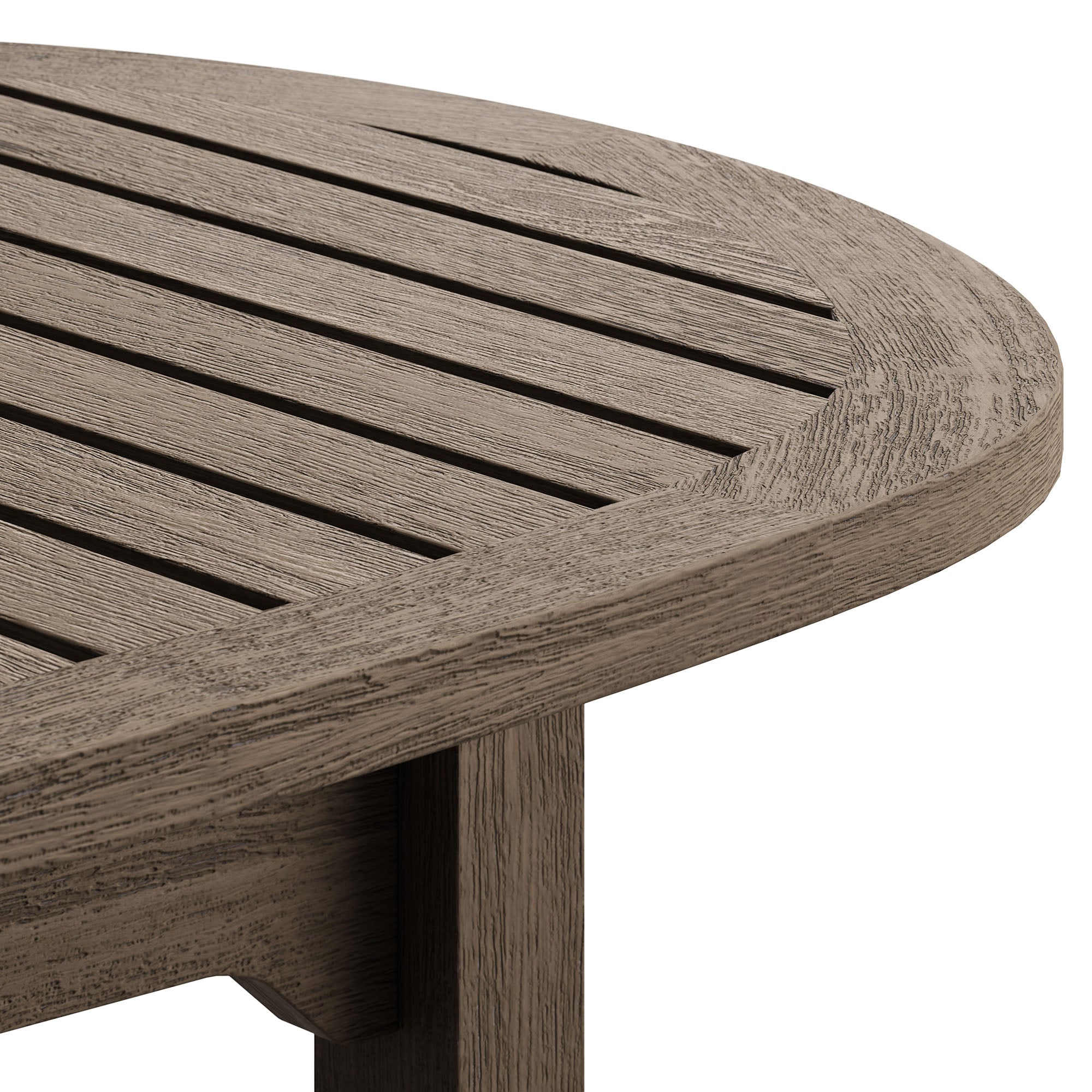 Saratoga Oval Outdoor Patio Teak Wood Coffee Table - Weathered Gray