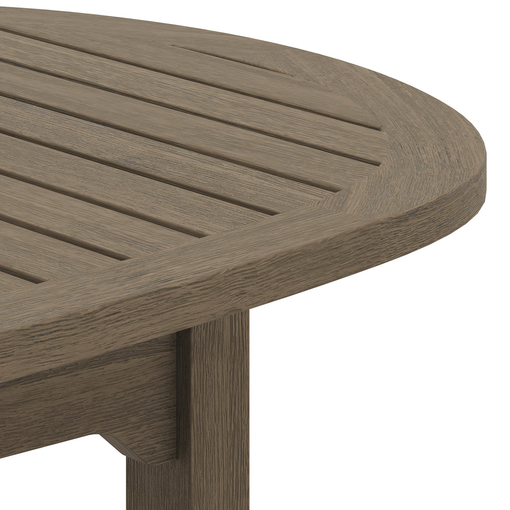 Saratoga Oval Outdoor Patio Teak Wood Coffee Table - Weathered Gray