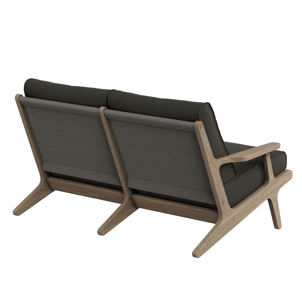 Saratoga Outdoor Patio Teak Wood Loveseat - Weathered Gray Flint