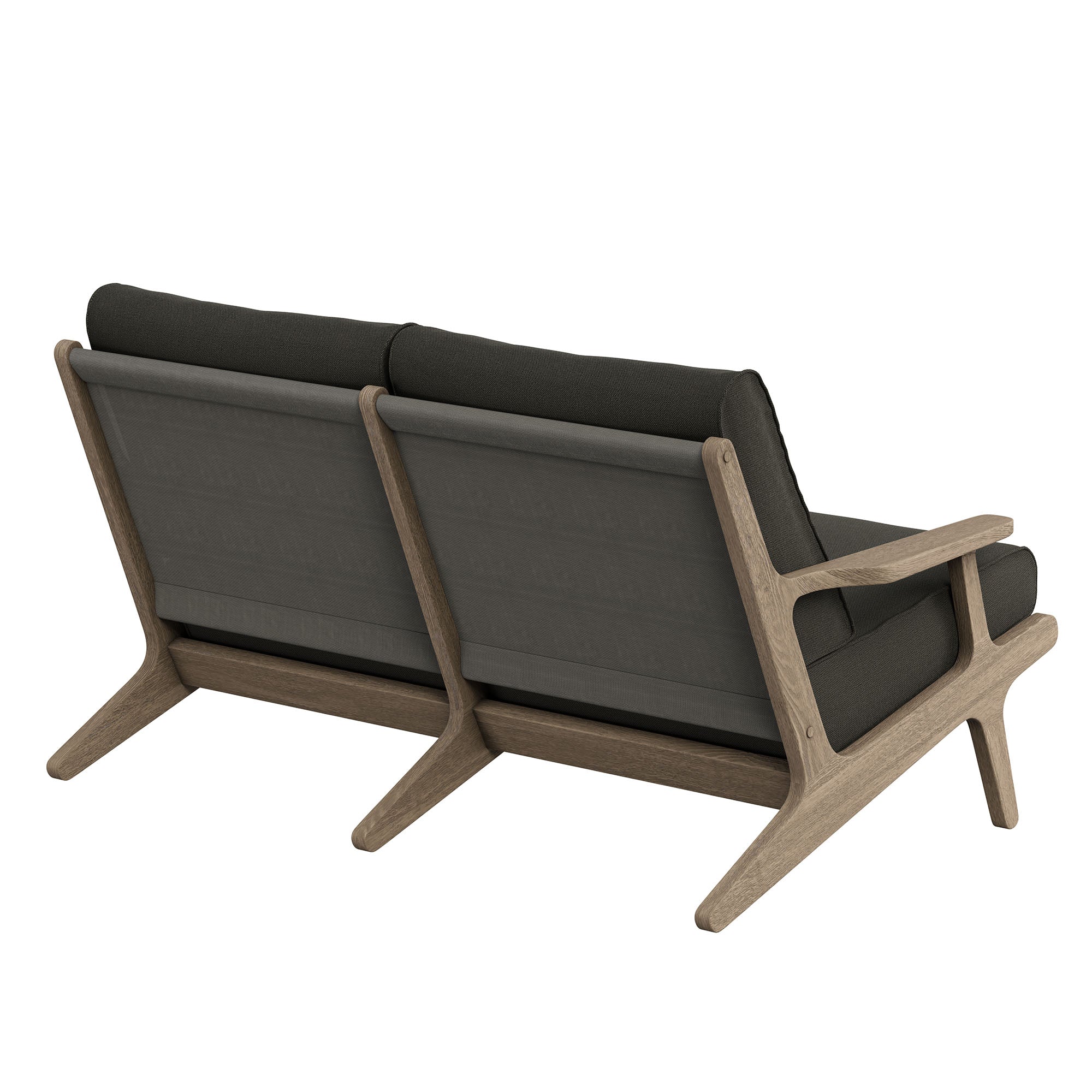 Saratoga Outdoor Patio Teak Wood Loveseat - Weathered Gray Flint