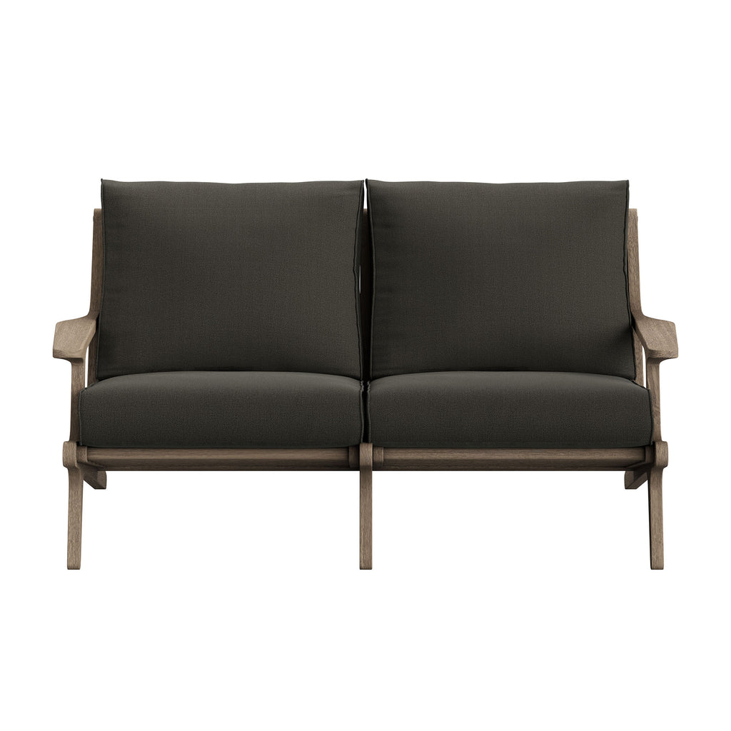 Saratoga Outdoor Patio Teak Wood Loveseat - Weathered Gray Flint