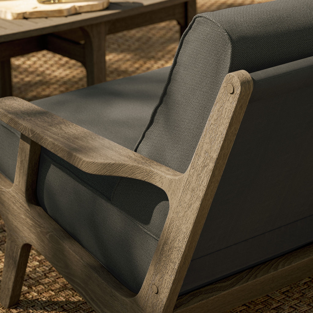 Saratoga Outdoor Patio Teak Wood Loveseat - Weathered Gray Flint