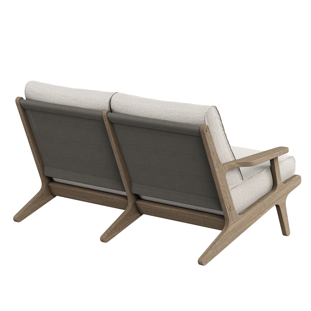 Saratoga Outdoor Patio Teak Wood Loveseat - Weathered Gray Pebble
