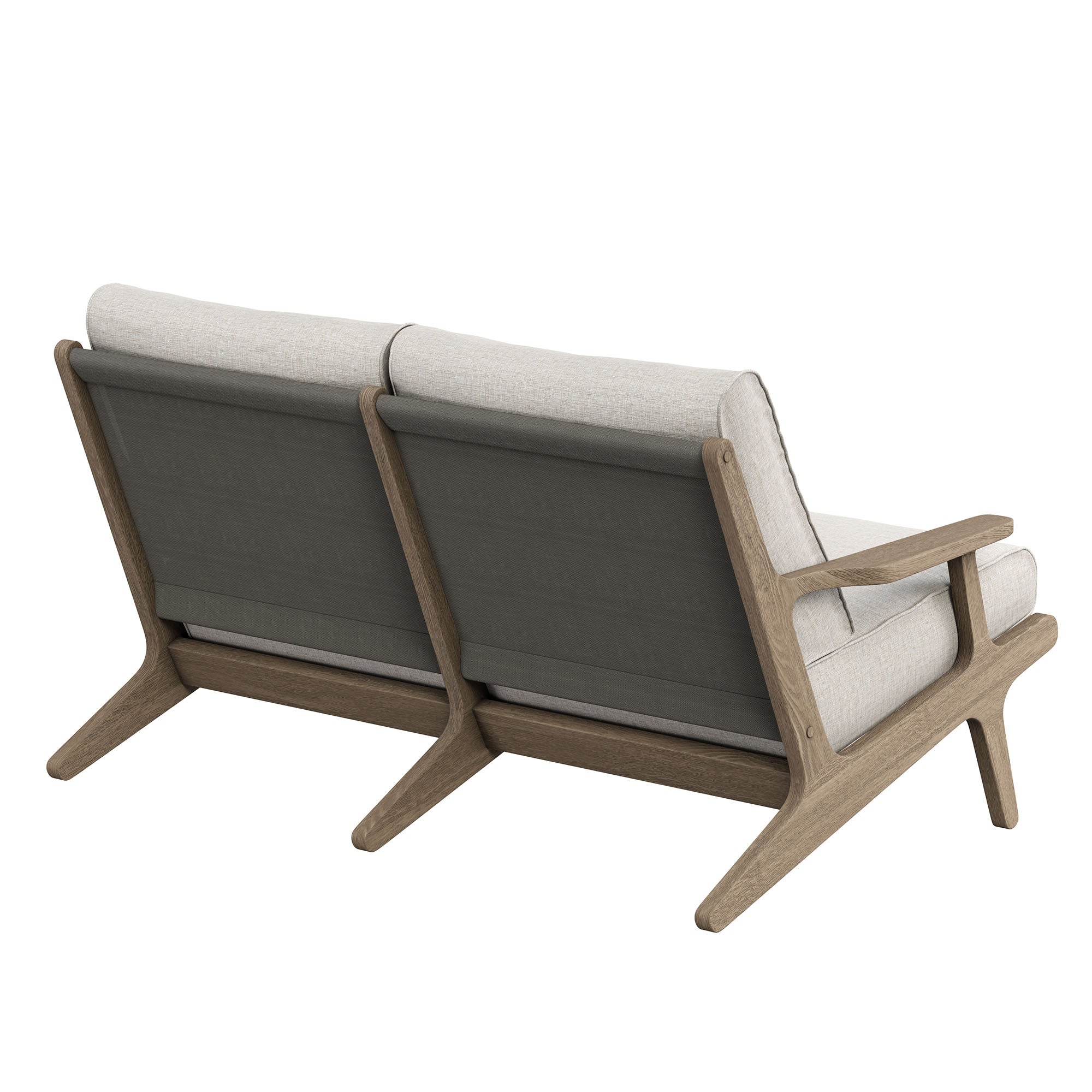 Saratoga Outdoor Patio Teak Wood Loveseat - Weathered Gray Pebble
