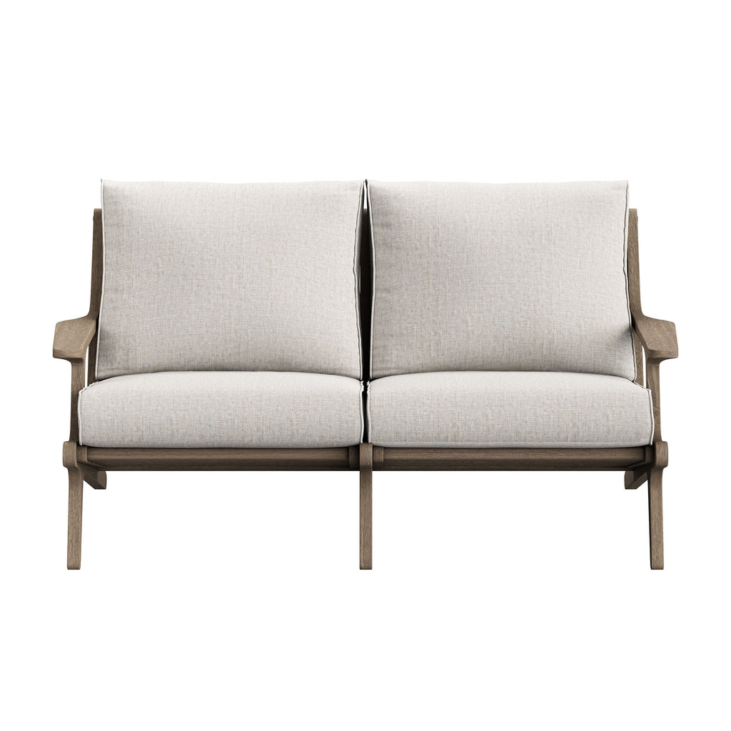 Saratoga Outdoor Patio Teak Wood Loveseat - Weathered Gray Pebble