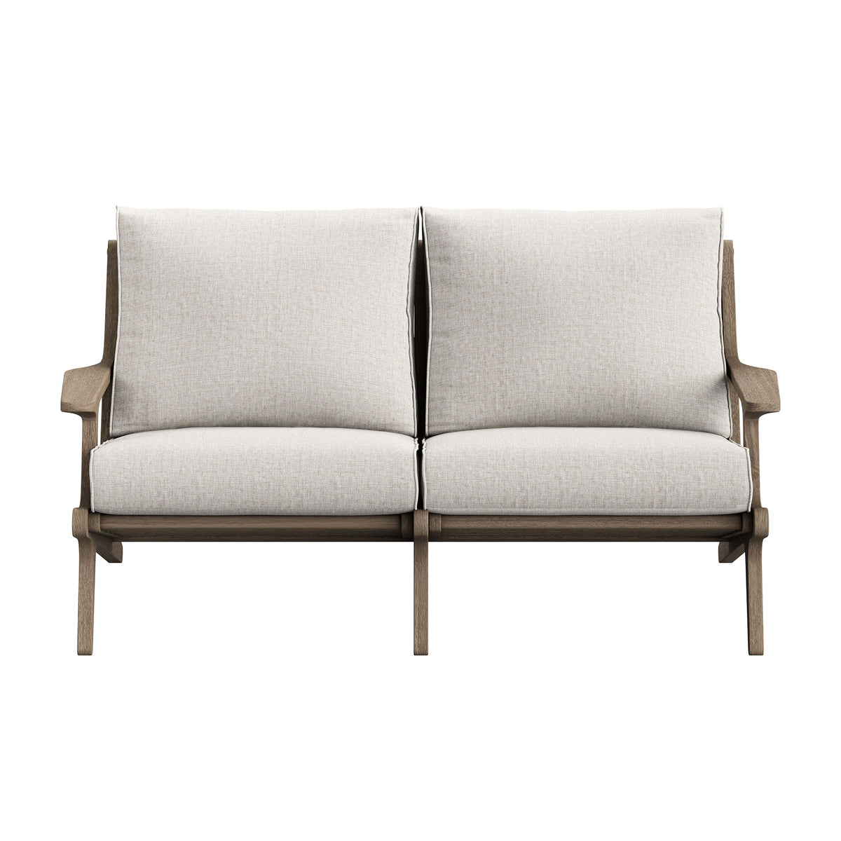 Saratoga Outdoor Patio Teak Wood Loveseat - Weathered Gray Pebble