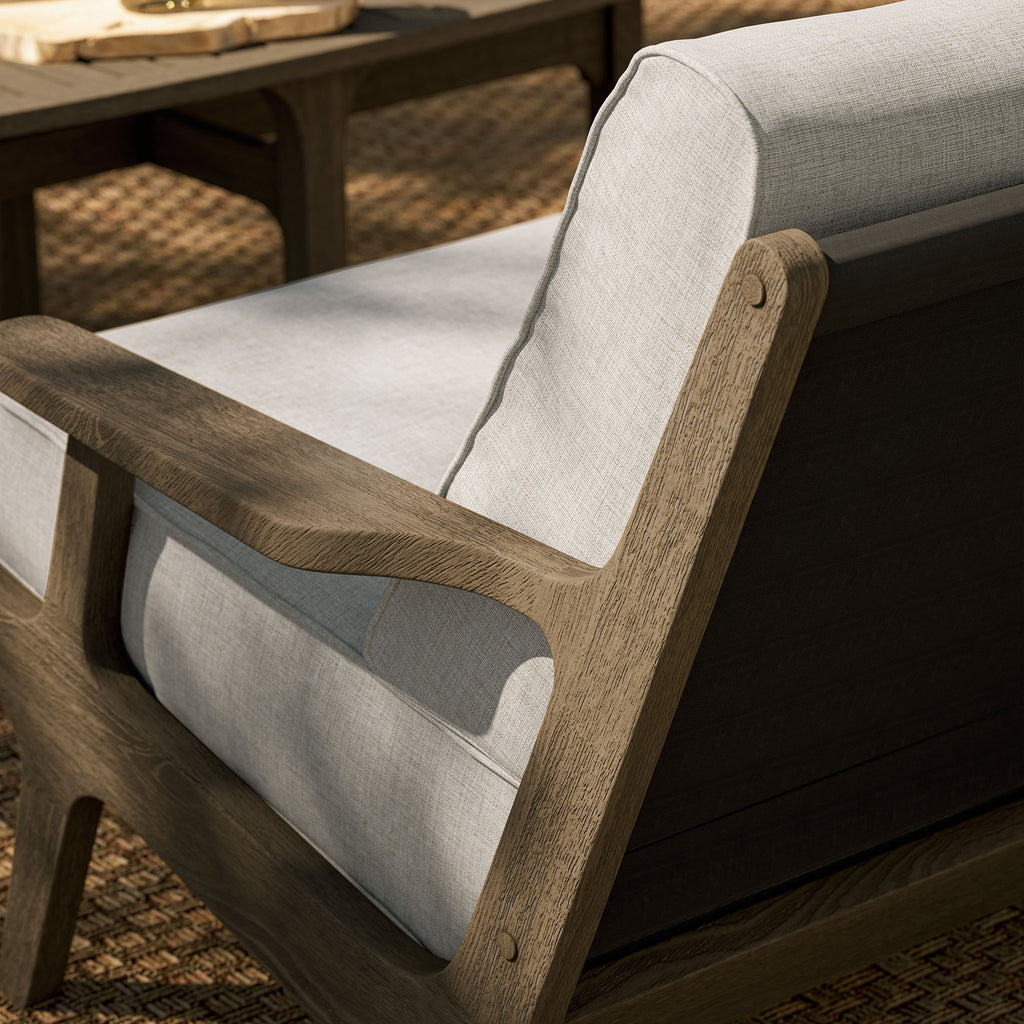Saratoga Outdoor Patio Teak Wood Loveseat - Weathered Gray Pebble