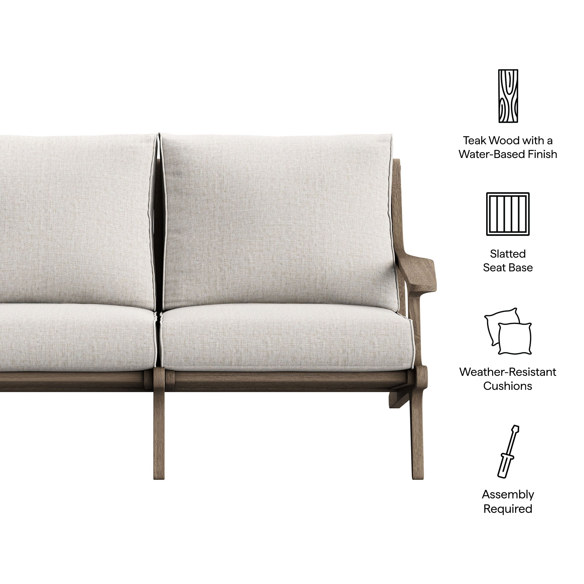 Saratoga Outdoor Patio Teak Wood Loveseat - Weathered Gray Pebble