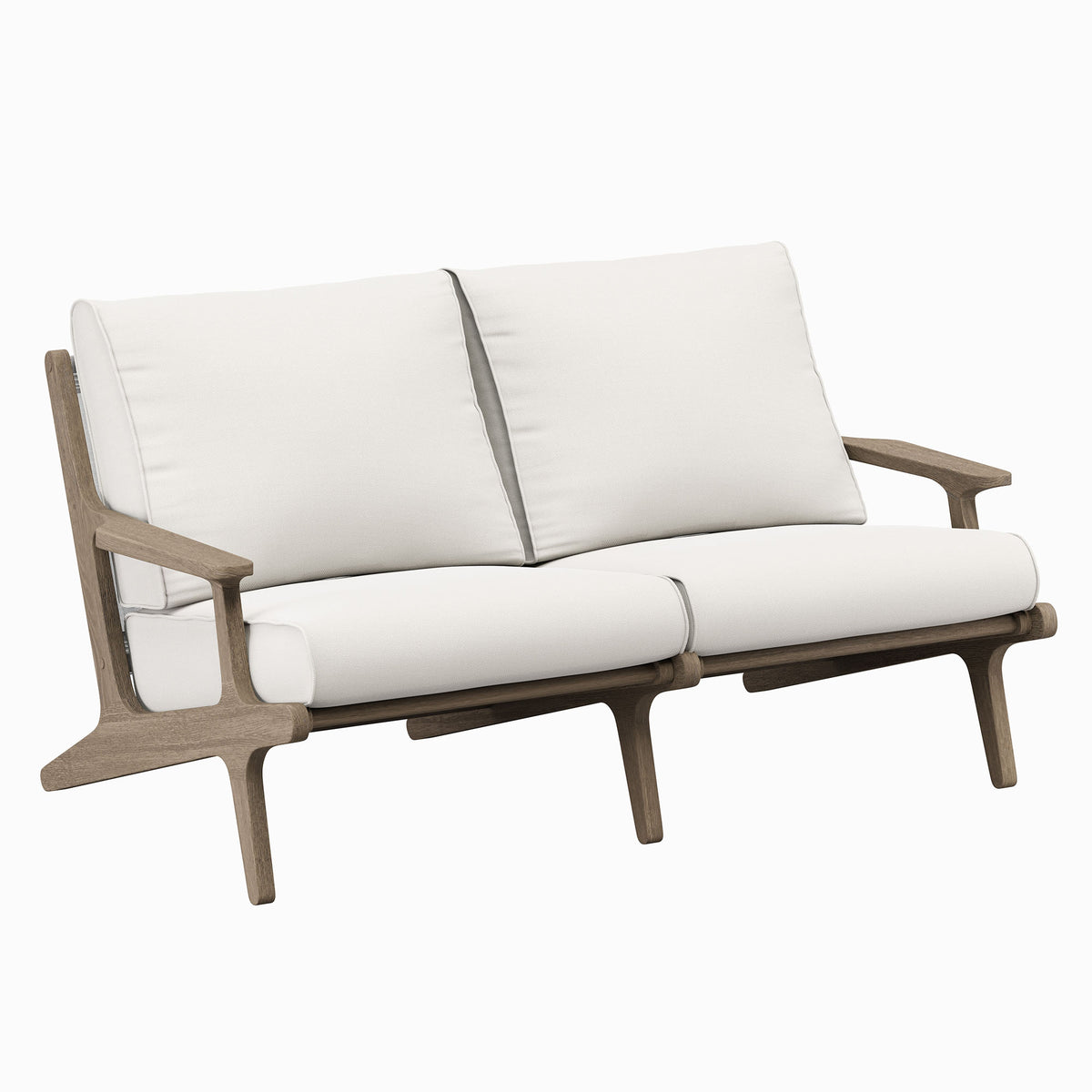 Saratoga Outdoor Patio Teak Wood Loveseat - Weathered Gray White