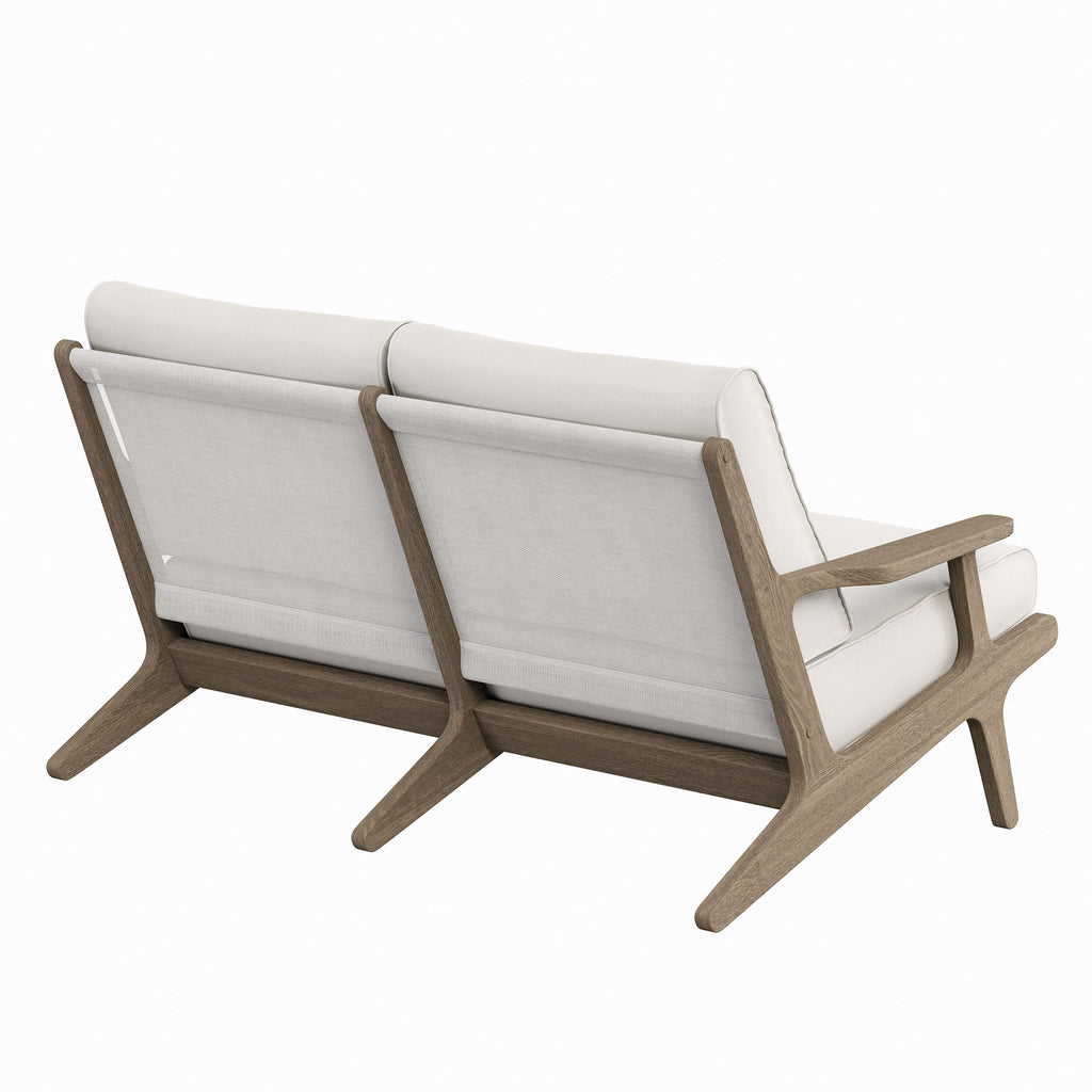 Saratoga Outdoor Patio Teak Wood Loveseat - Weathered Gray White