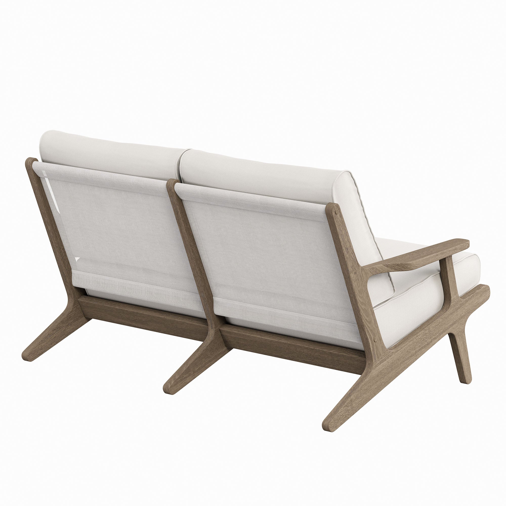 Saratoga Outdoor Patio Teak Wood Loveseat - Weathered Gray White