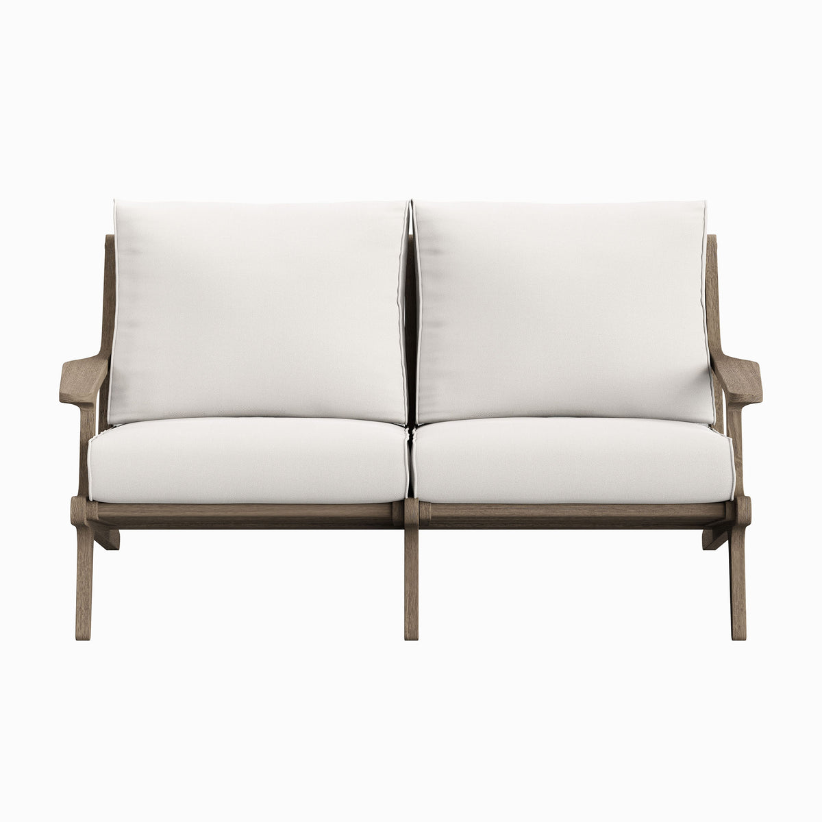 Saratoga Outdoor Patio Teak Wood Loveseat - Weathered Gray White