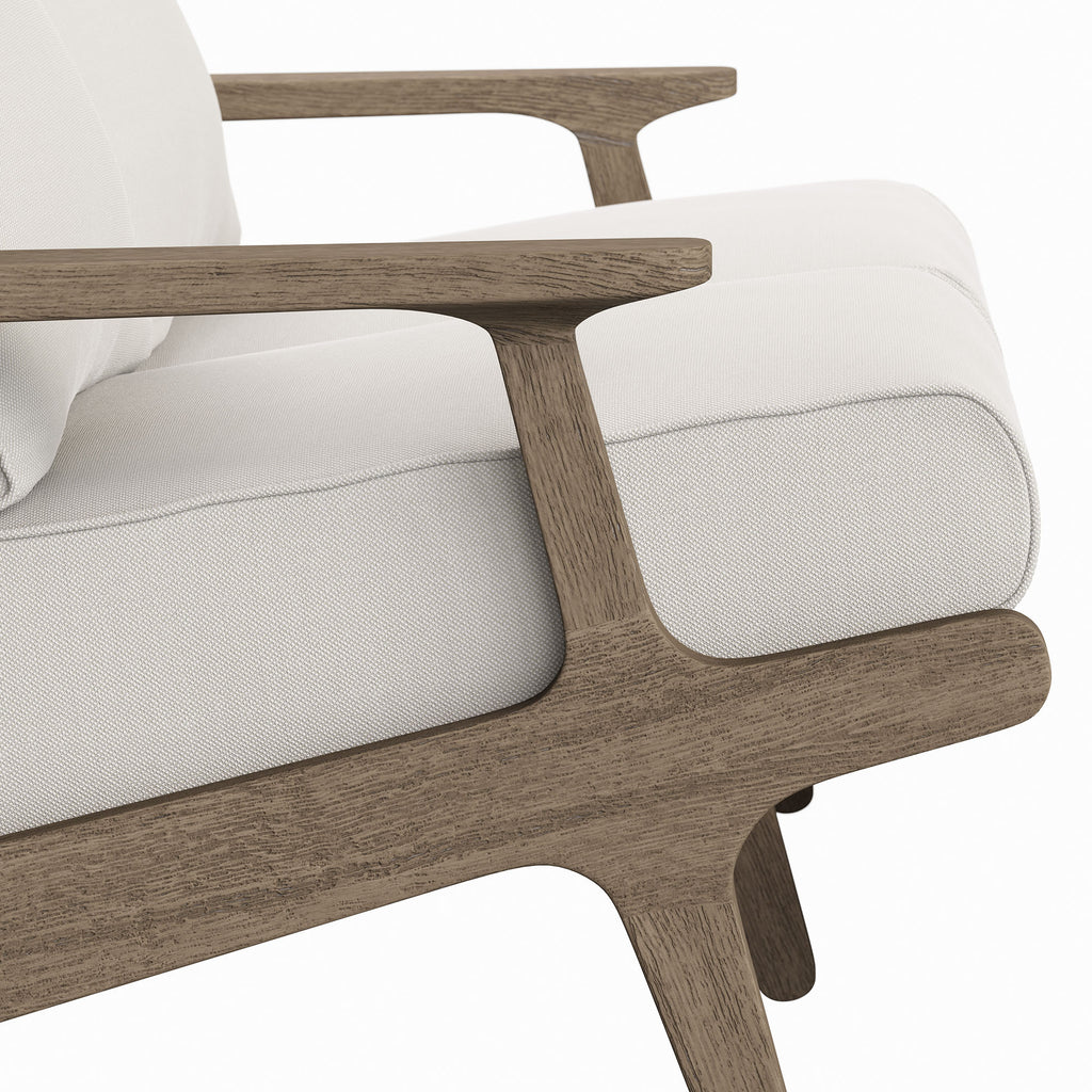 Saratoga Outdoor Patio Teak Wood Loveseat - Weathered Gray White