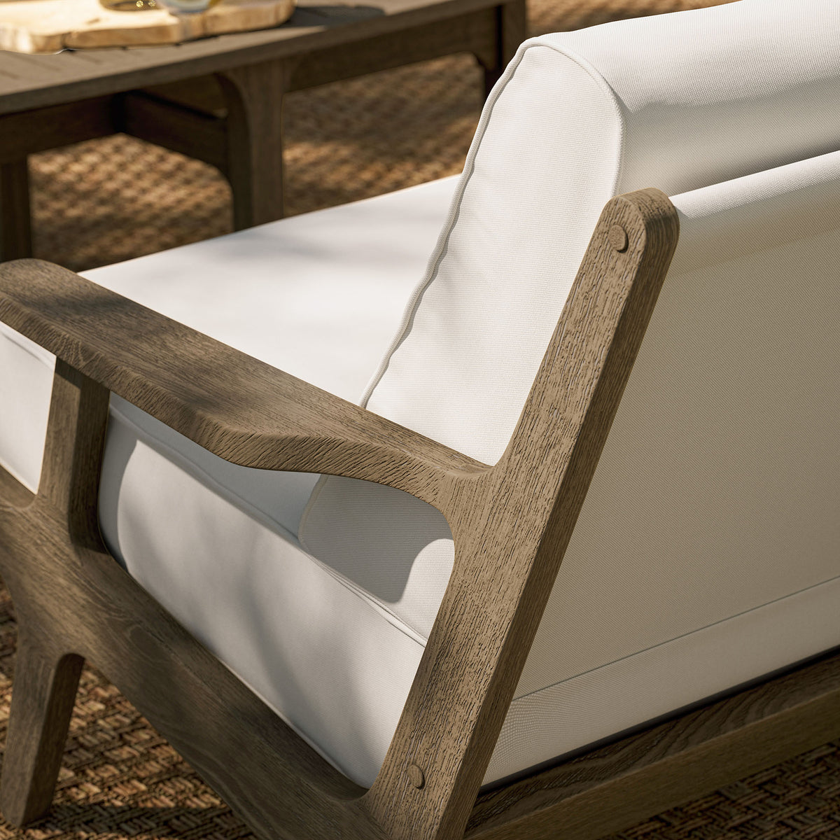 Saratoga Outdoor Patio Teak Wood Loveseat - Weathered Gray White