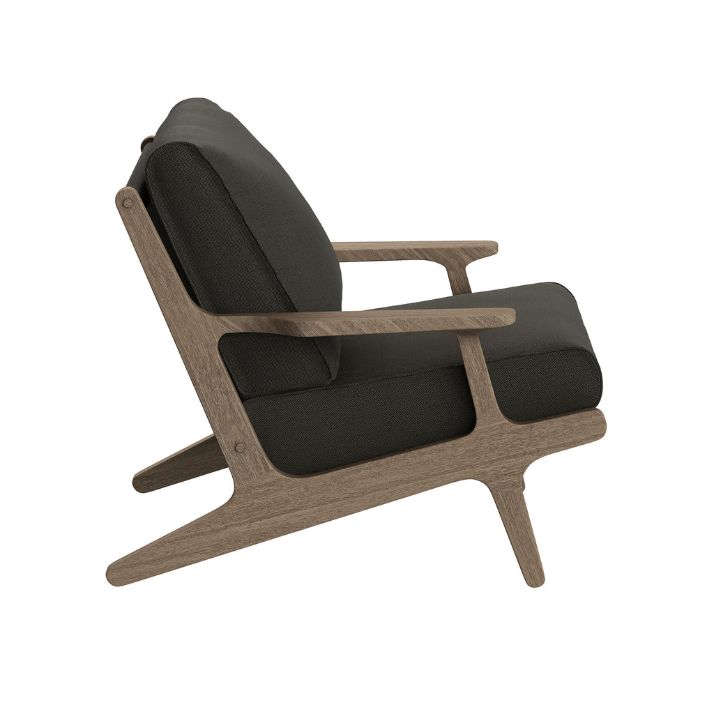 Saratoga 3-Piece Outdoor Patio Teak Wood Furniture Set with Lounge Chairs and Side Table - Weathered Gray Flint