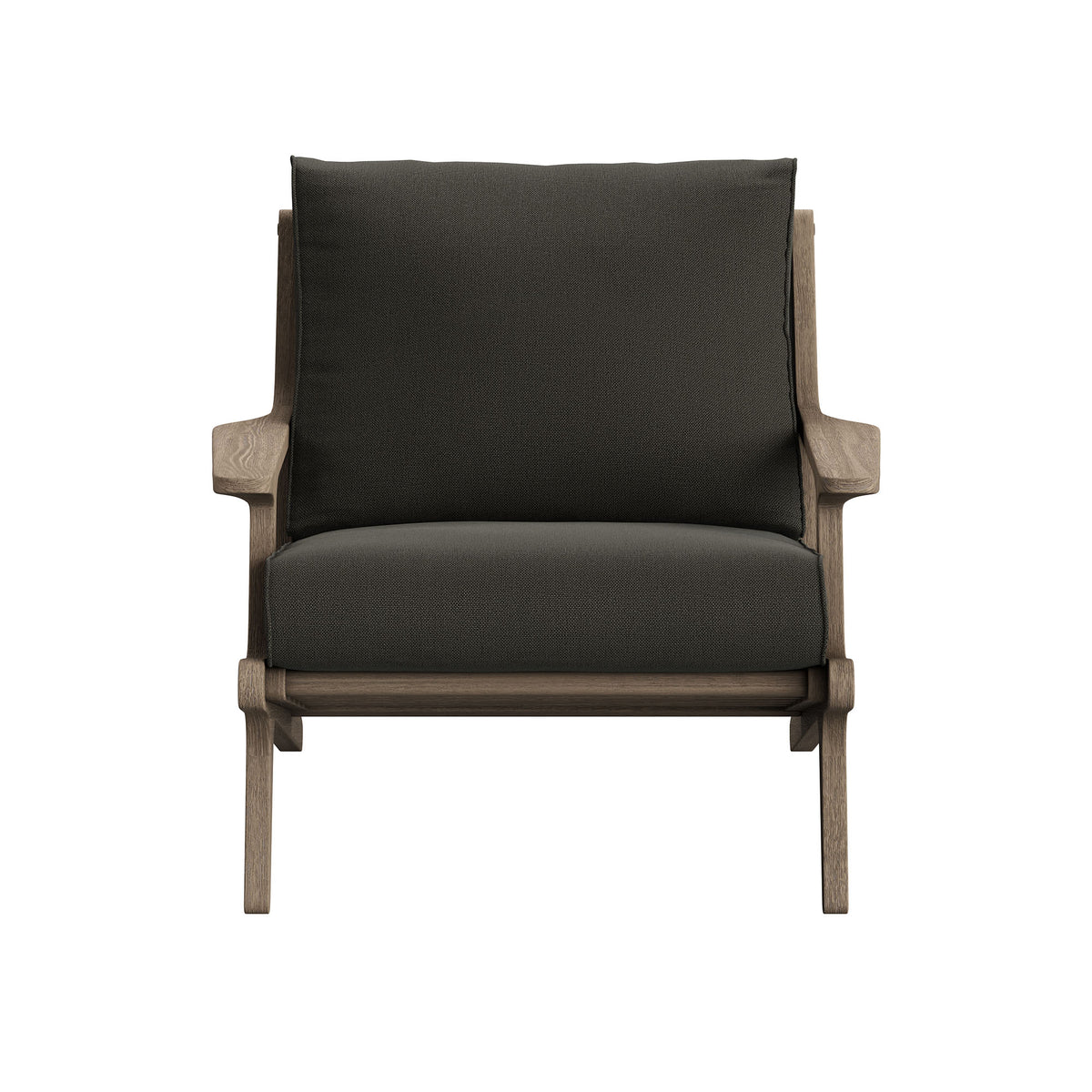 Saratoga Outdoor Patio Teak Wood Chair and Ottoman Set - Weathered Gray Flint