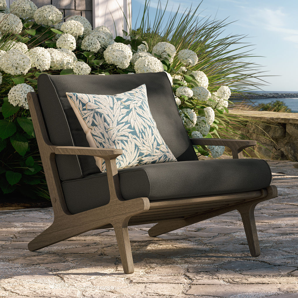 Saratoga Outdoor Patio Teak Wood Armchair - Weathered Gray Flint