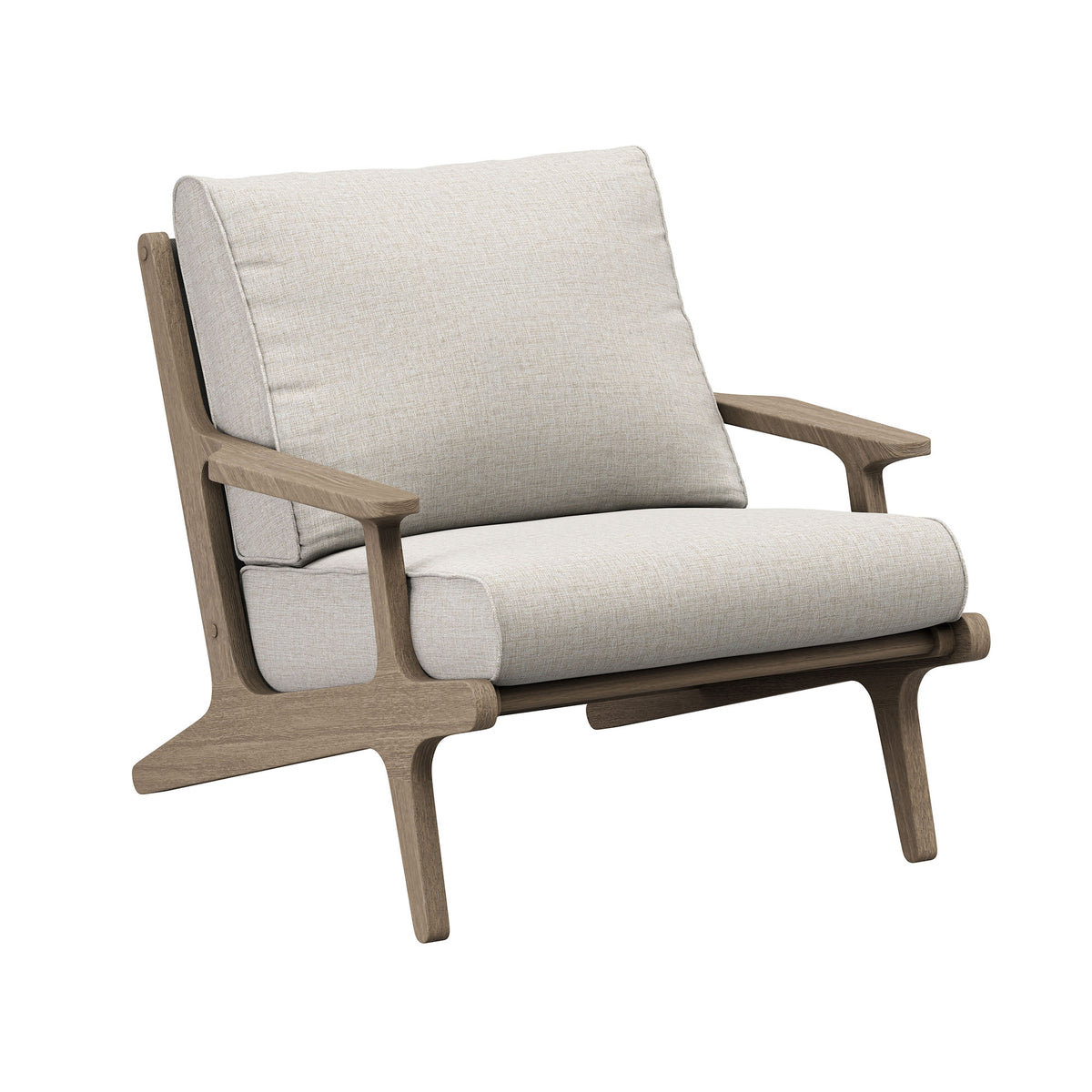 Saratoga Outdoor Patio Teak Wood Armchair - Weathered Gray Pebble