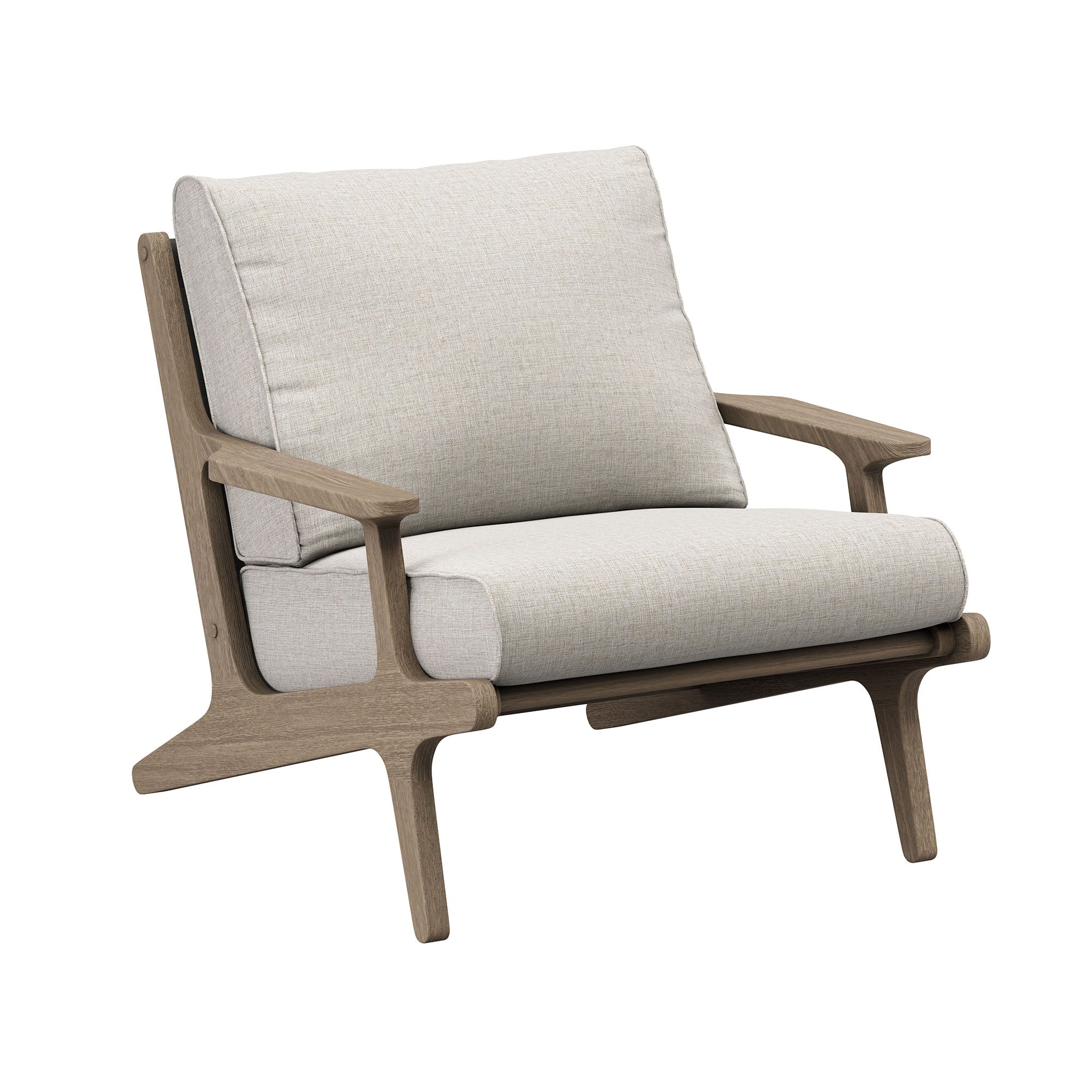 Saratoga 4-Piece Outdoor Patio Teak Wood Furniture Set - Weathered Gray Pebble (Sofa, 2 Armchairs, Coffee Table)