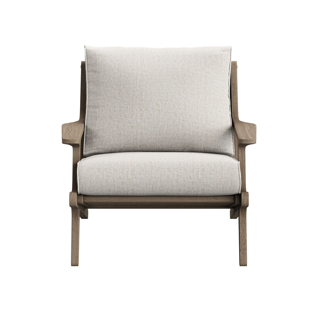 Saratoga Outdoor Patio Teak Wood Chair and Ottoman Set - Weathered Gray Pebble