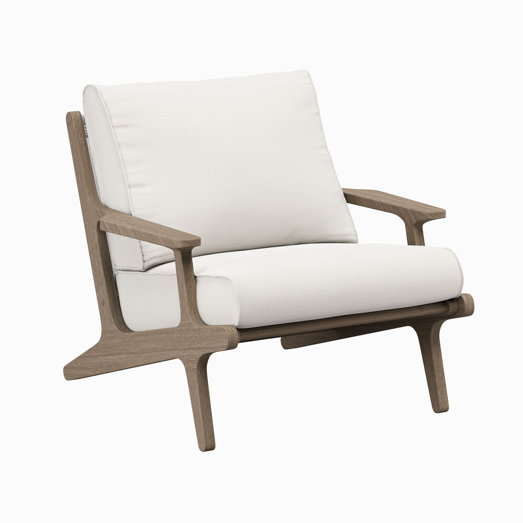 Saratoga 4-Piece Outdoor Patio Teak Wood Furniture Set - Weathered Gray White (Sofa, 2 Armchairs, Coffee Table)