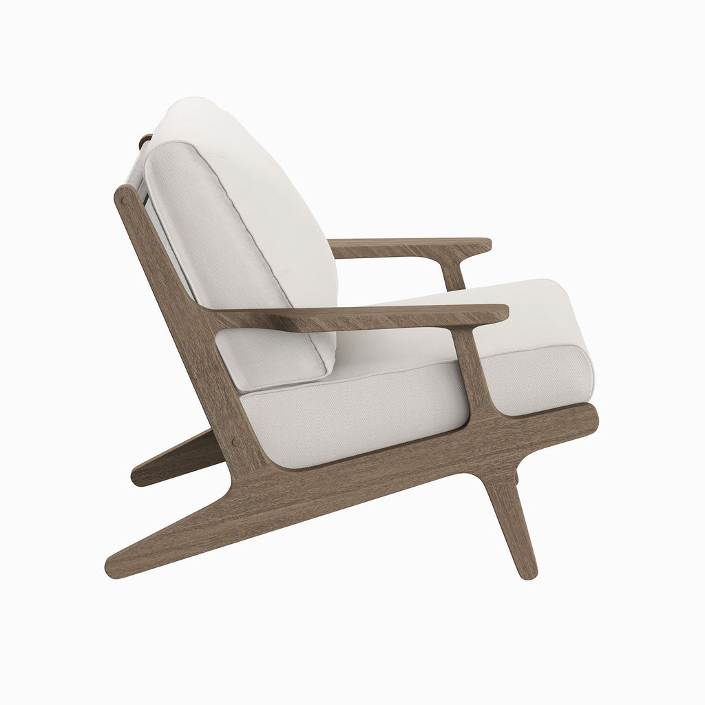 Saratoga 4-Piece Outdoor Patio Teak Wood Furniture Set - Weathered Gray White (Sofa, 2 Armchairs, Coffee Table)