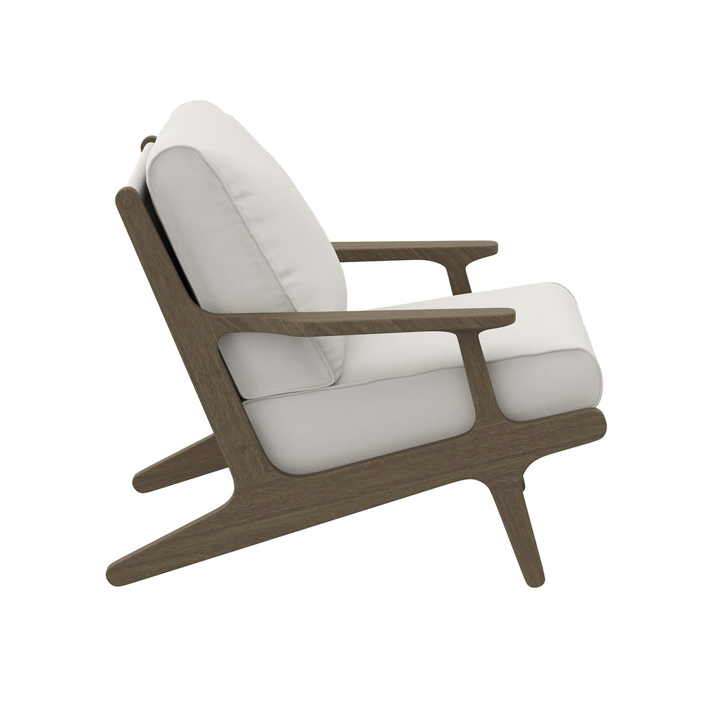 Saratoga Outdoor Patio Teak Wood Chair and Ottoman Set - Weathered Gray White
