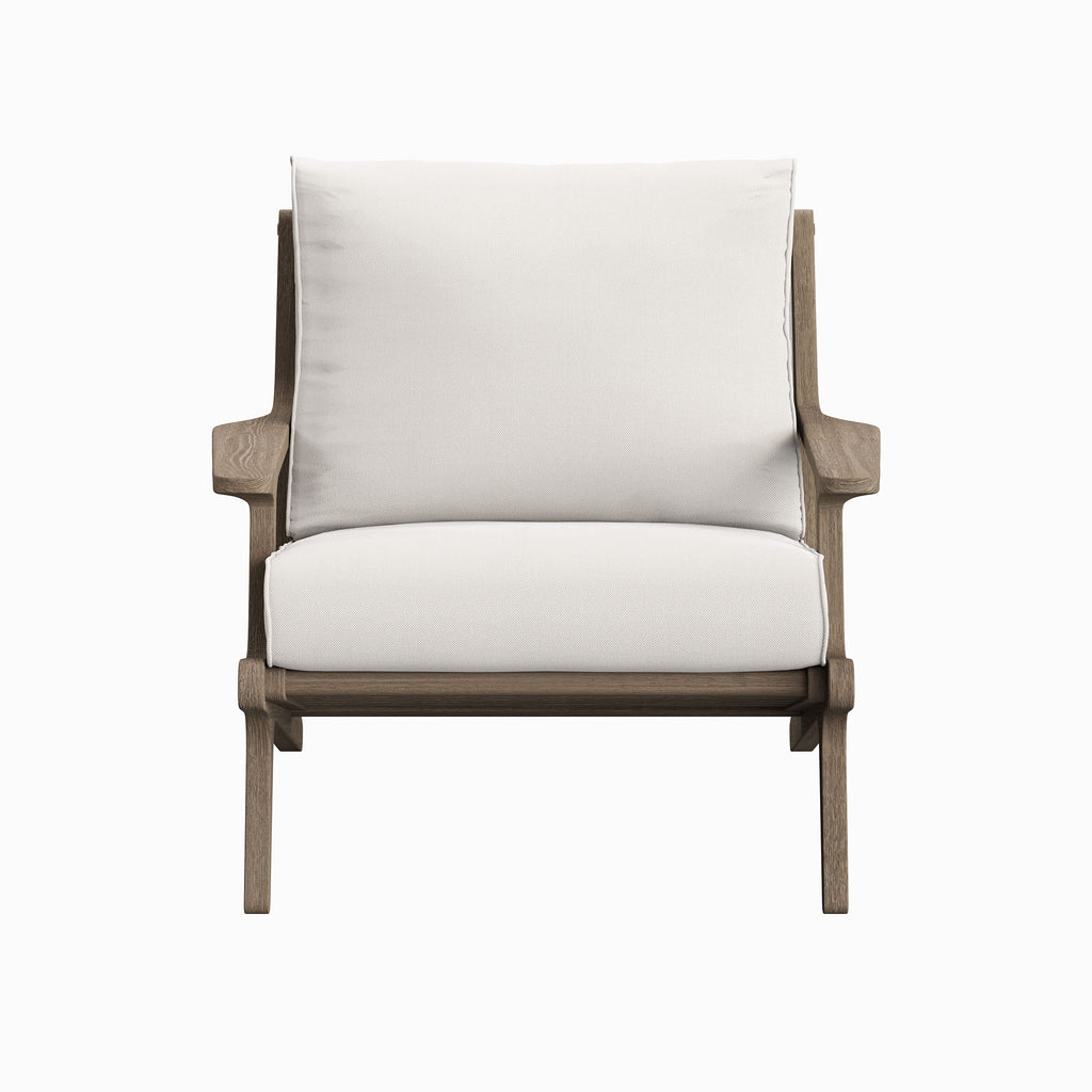 Saratoga Outdoor Patio Teak Wood Armchair - Weathered Gray White