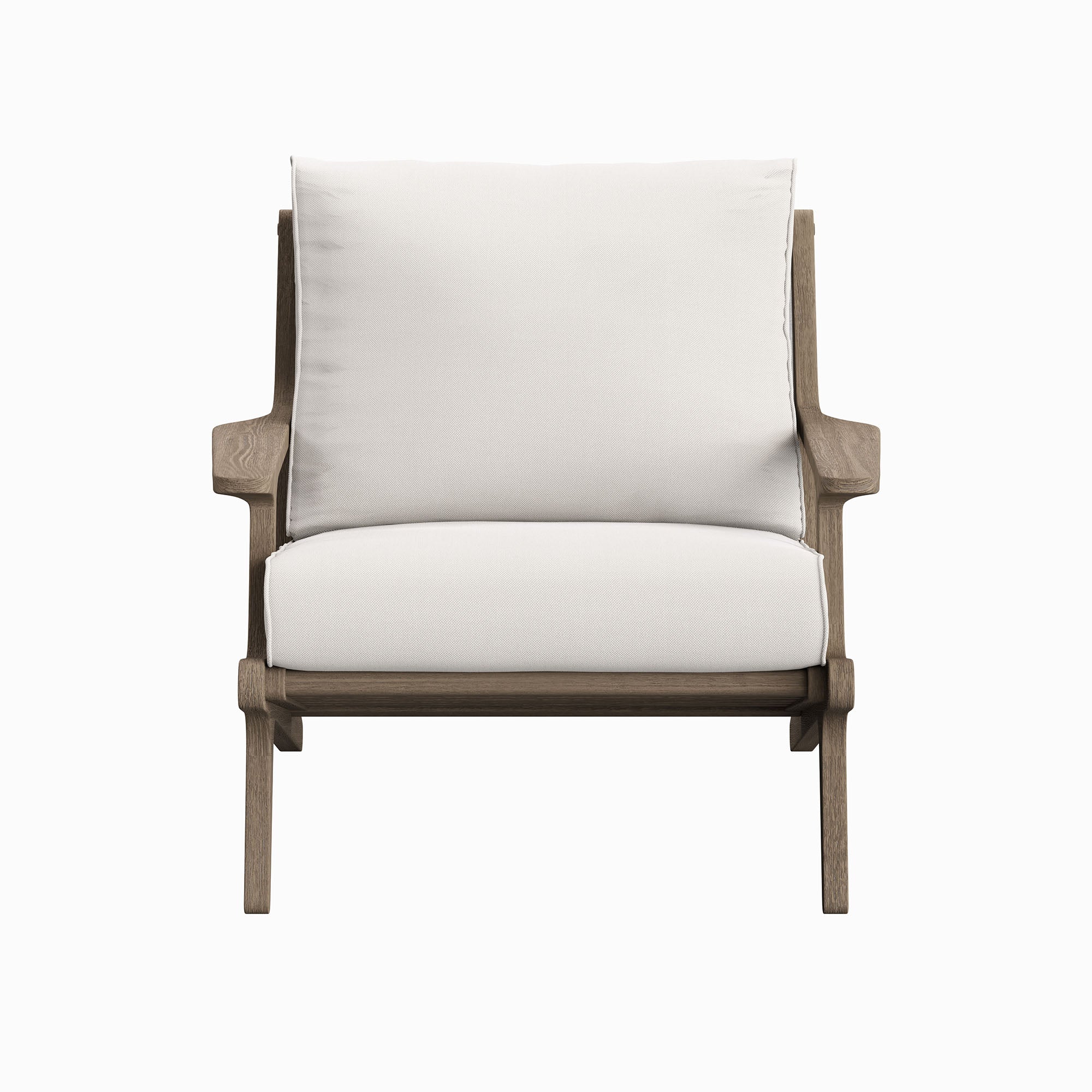 Saratoga Outdoor Patio Teak Wood Armchair - Weathered Gray White