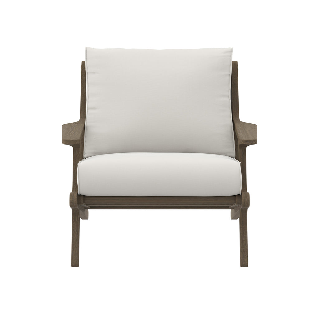 Saratoga Outdoor Patio Teak Wood Chair and Ottoman Set - Weathered Gray White