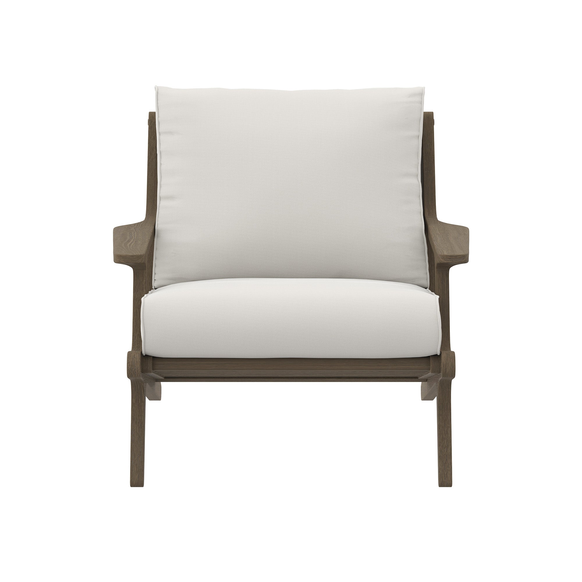 Saratoga Outdoor Patio Teak Wood Chair and Ottoman Set - Weathered Gray White