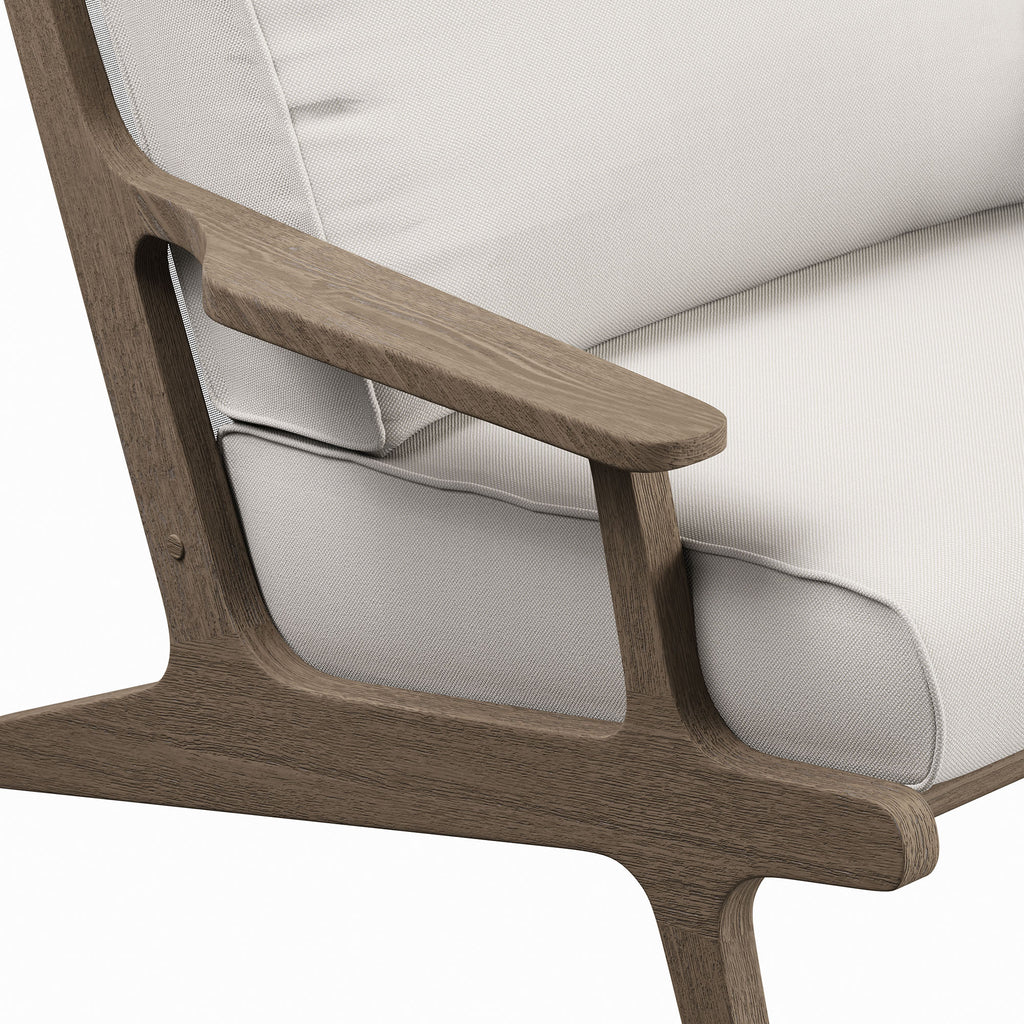 Saratoga Outdoor Patio Teak Wood Armchair - Weathered Gray White